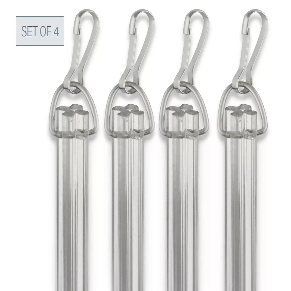 1/2" Fluted Clear PVC Baton with Metal Snap - 4 PC