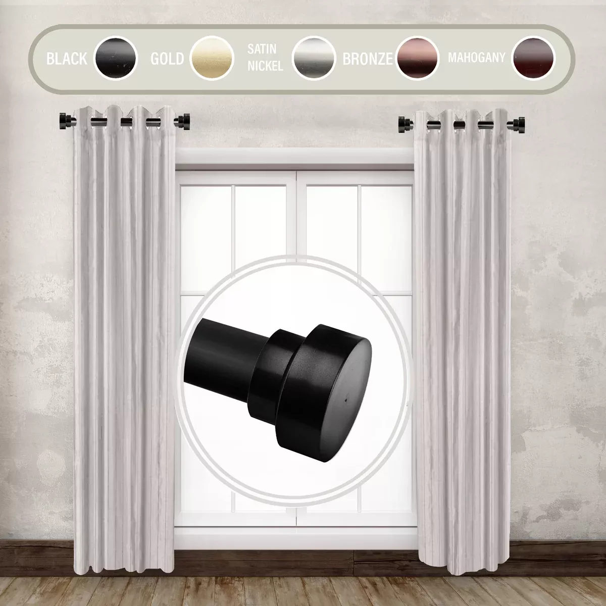 1" Side Curtain Rod (Set of 2)