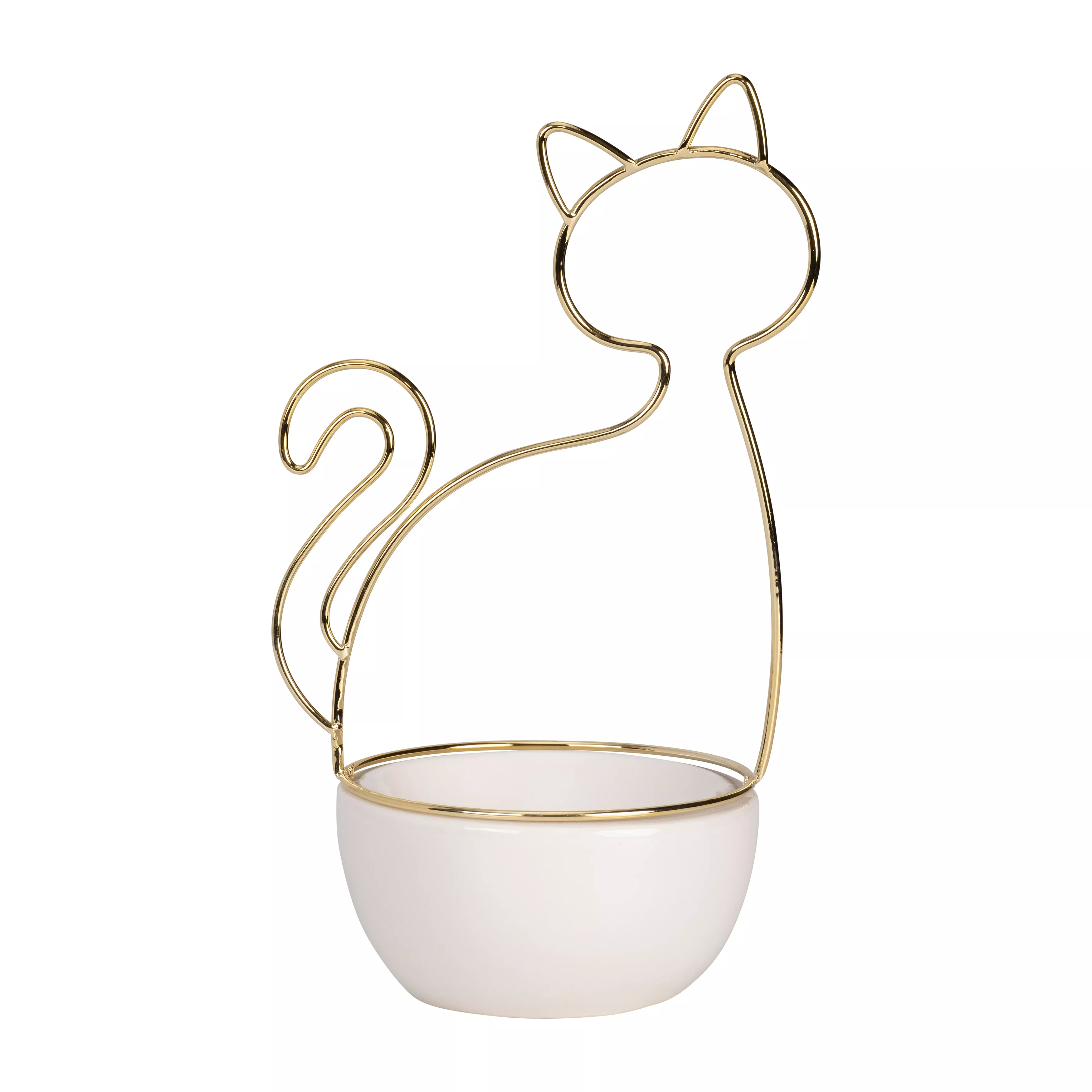 10"H Cat Trinket Tray, White