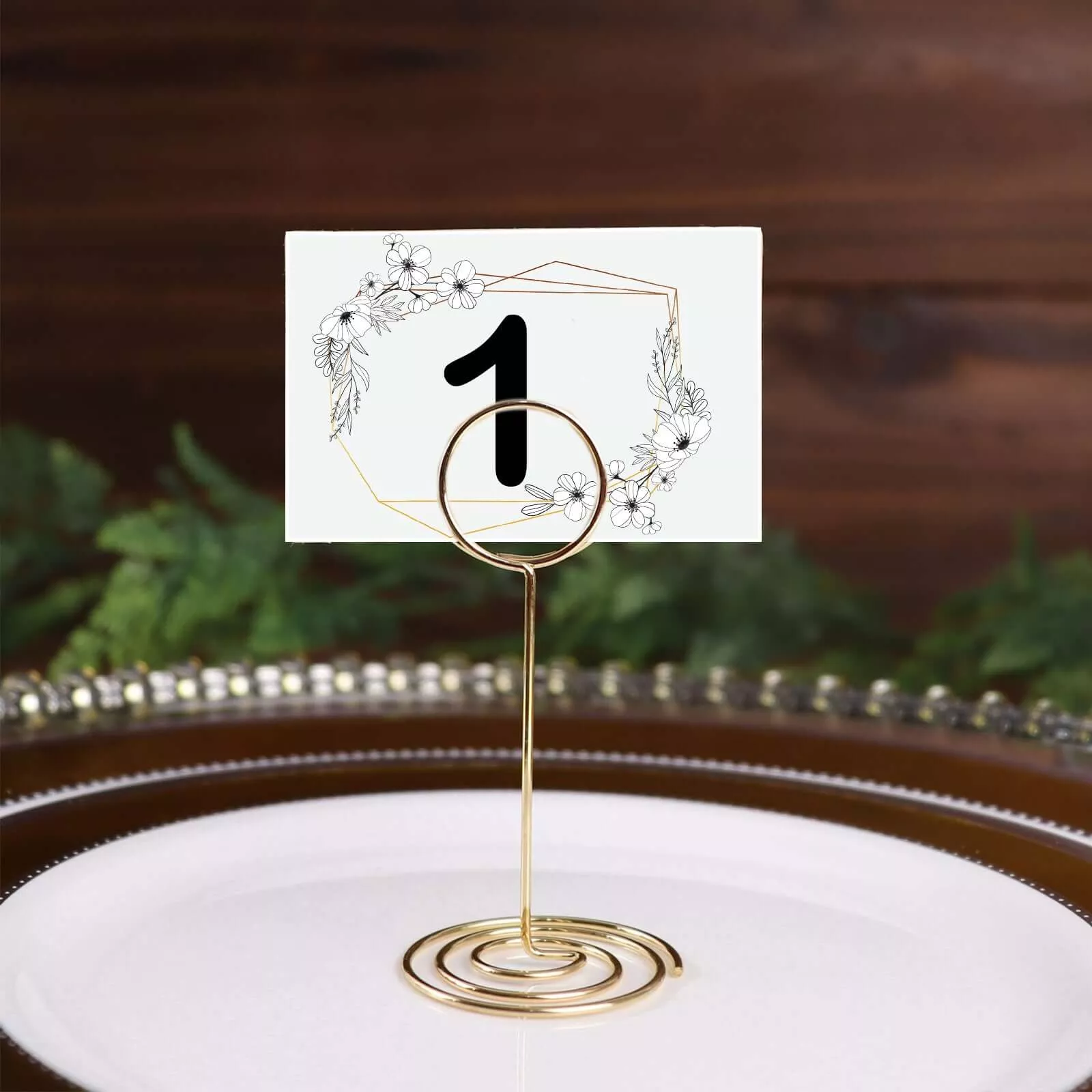 10-Pack Metal Card Holder Stands Mini Circle Hoop Design Gold - Table Number Stands and Wedding Place Card Menu Clips 3.5"