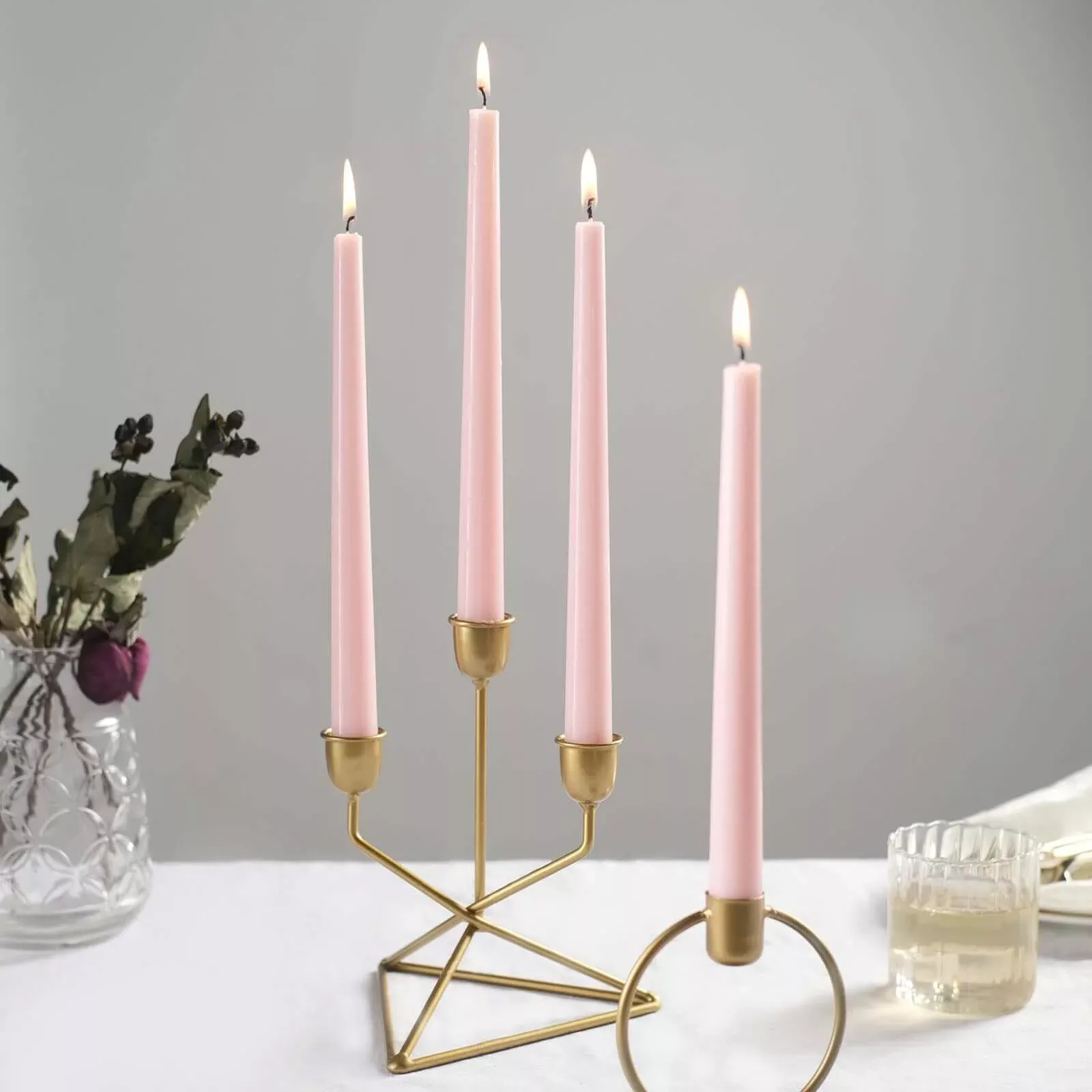 10-Pack Taper Candles Premium Wax Design Blush - Unscented Candles for Upscale Settings 10"