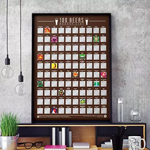 100 Beers Bucket List Scratch Poster