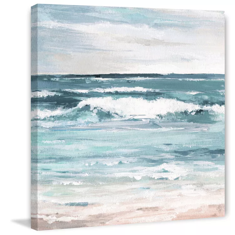 12x12 Fine Art Canvas Print - Free as the Ocean Painting on Wrapped Square Canvas - Marmont Hill