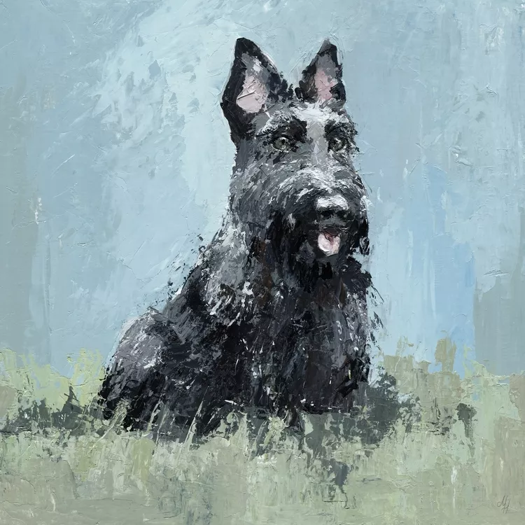 12x12 Multi - Color Guard Dog Canvas Art Print on Stretched Wrapped Canvas - Marmont Hill