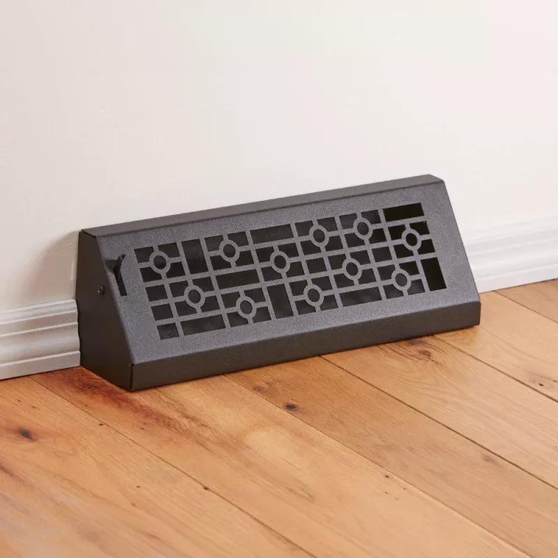 15" Solid Steel Modern Baseboard Register - Matte Black