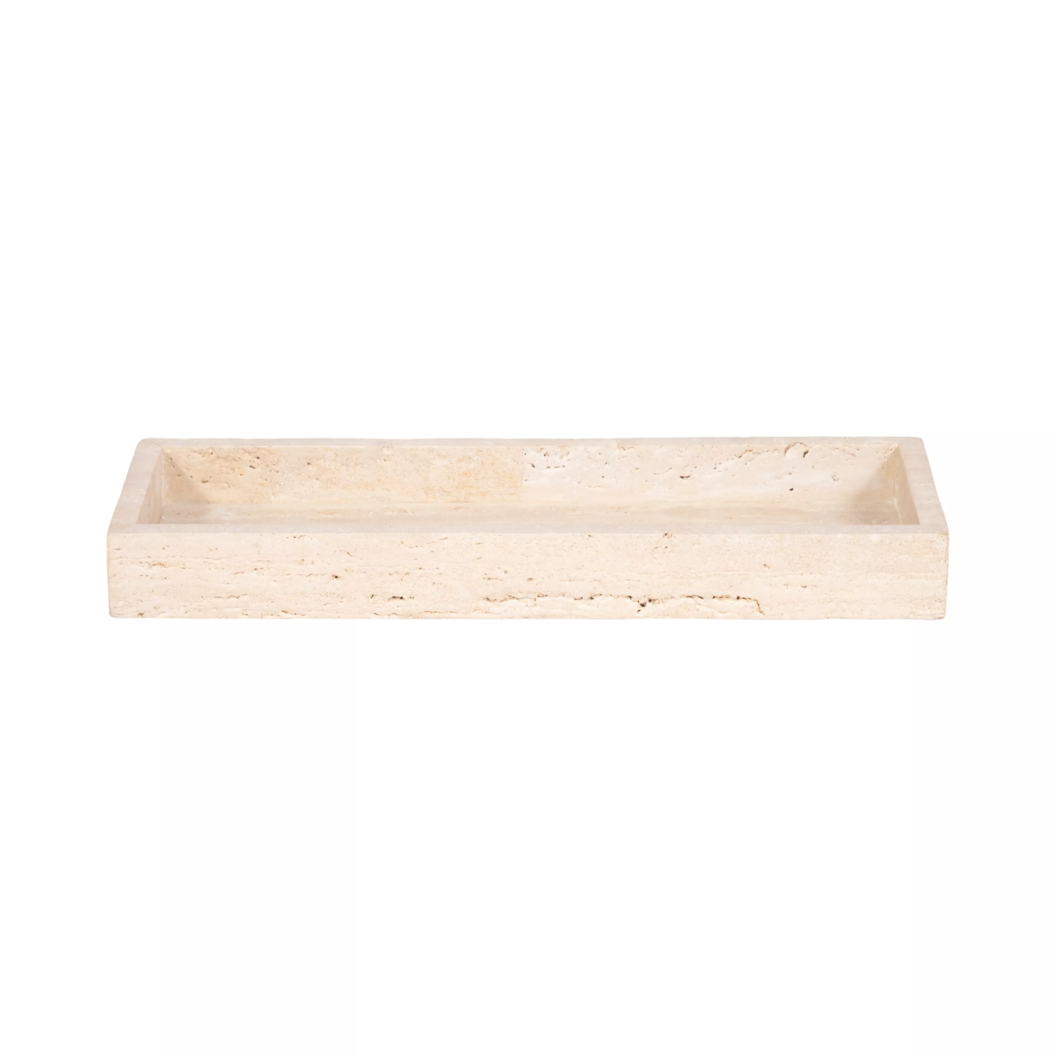 18" Travertine Rectangular Tray, Tan