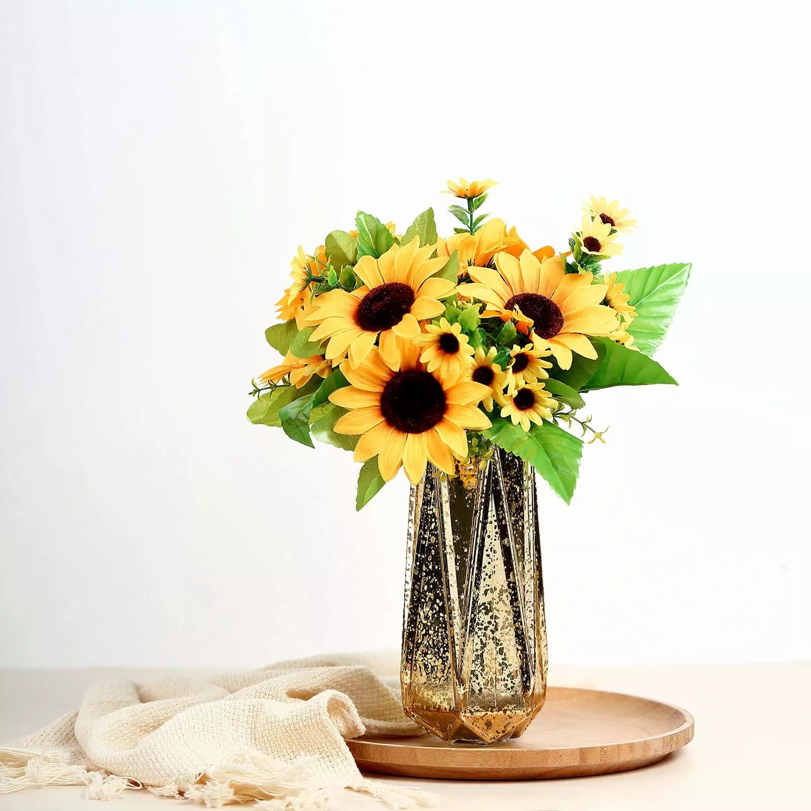 2 Pack 13" Artificial Yellow Sunflower Bushes