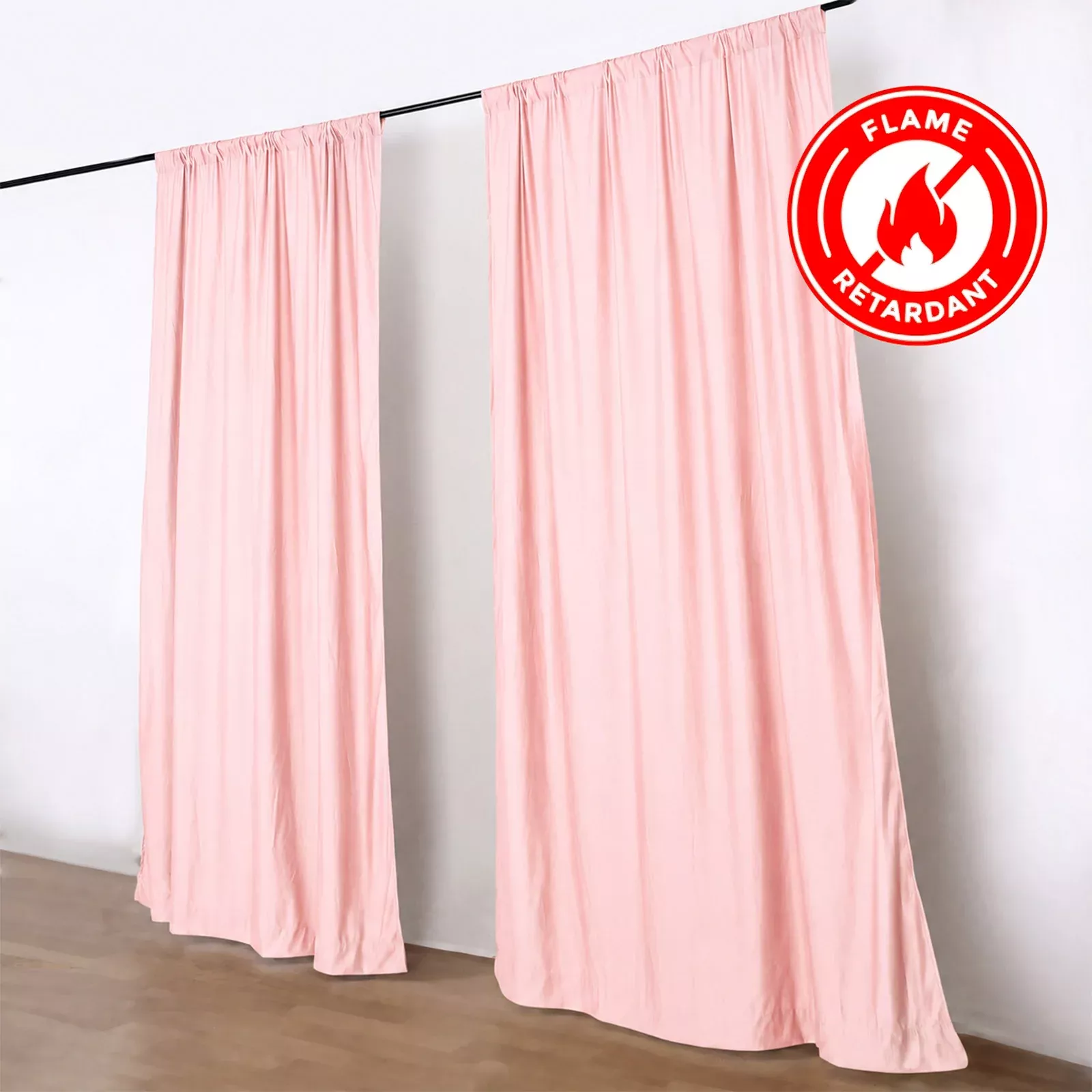 2 Pack 5ftx10ft Blush Scuba Polyester Backdrop Drape Curtains, Durable Flame Resistant Event Divider Panels Wrinkle Free With Rod Pockets