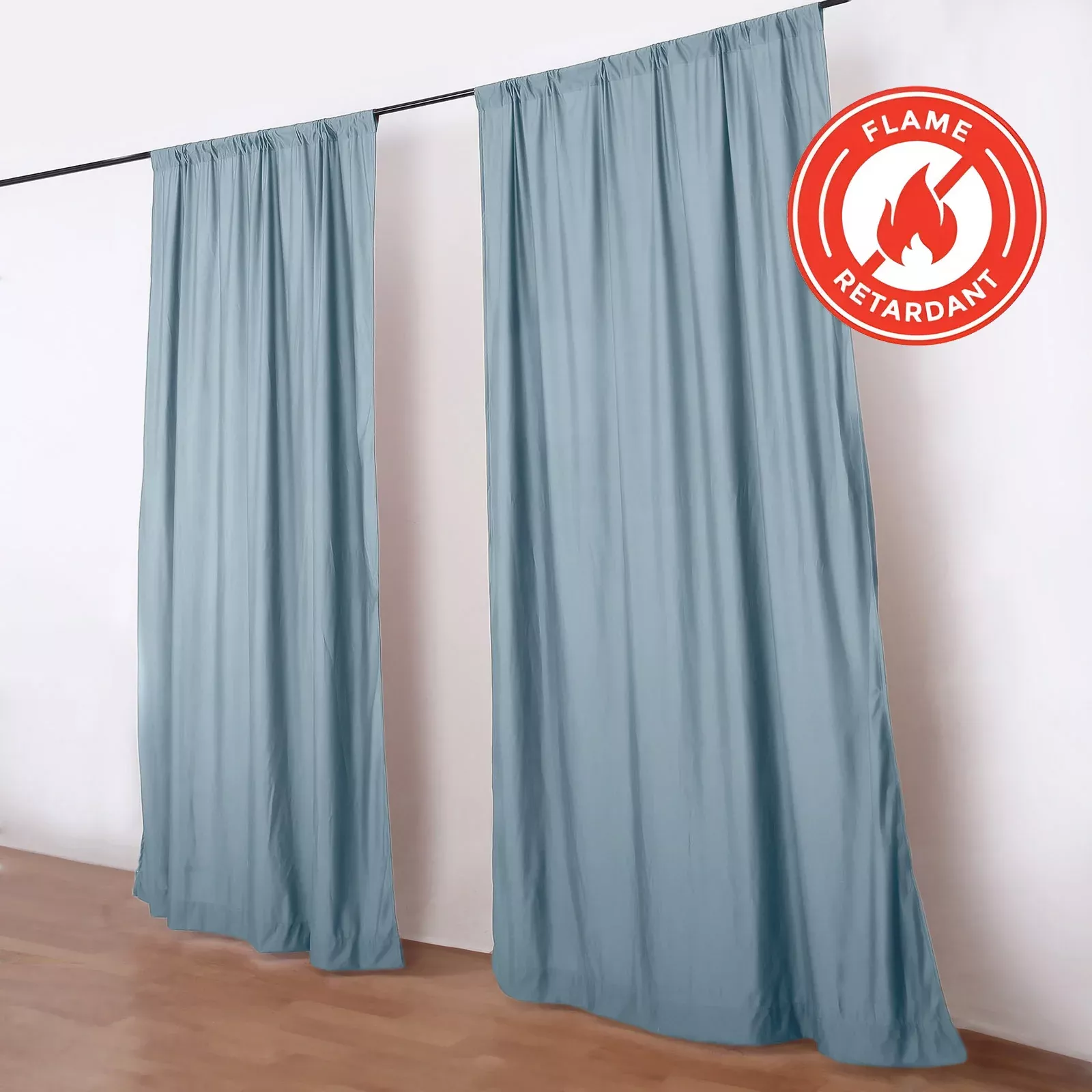 2 Pack 5ftx10ft Dusty Blue Scuba Polyester Backdrop Drape Curtains, Durable Flame Resistant Event Divider Panels Wrinkle Free With Rod Pockets