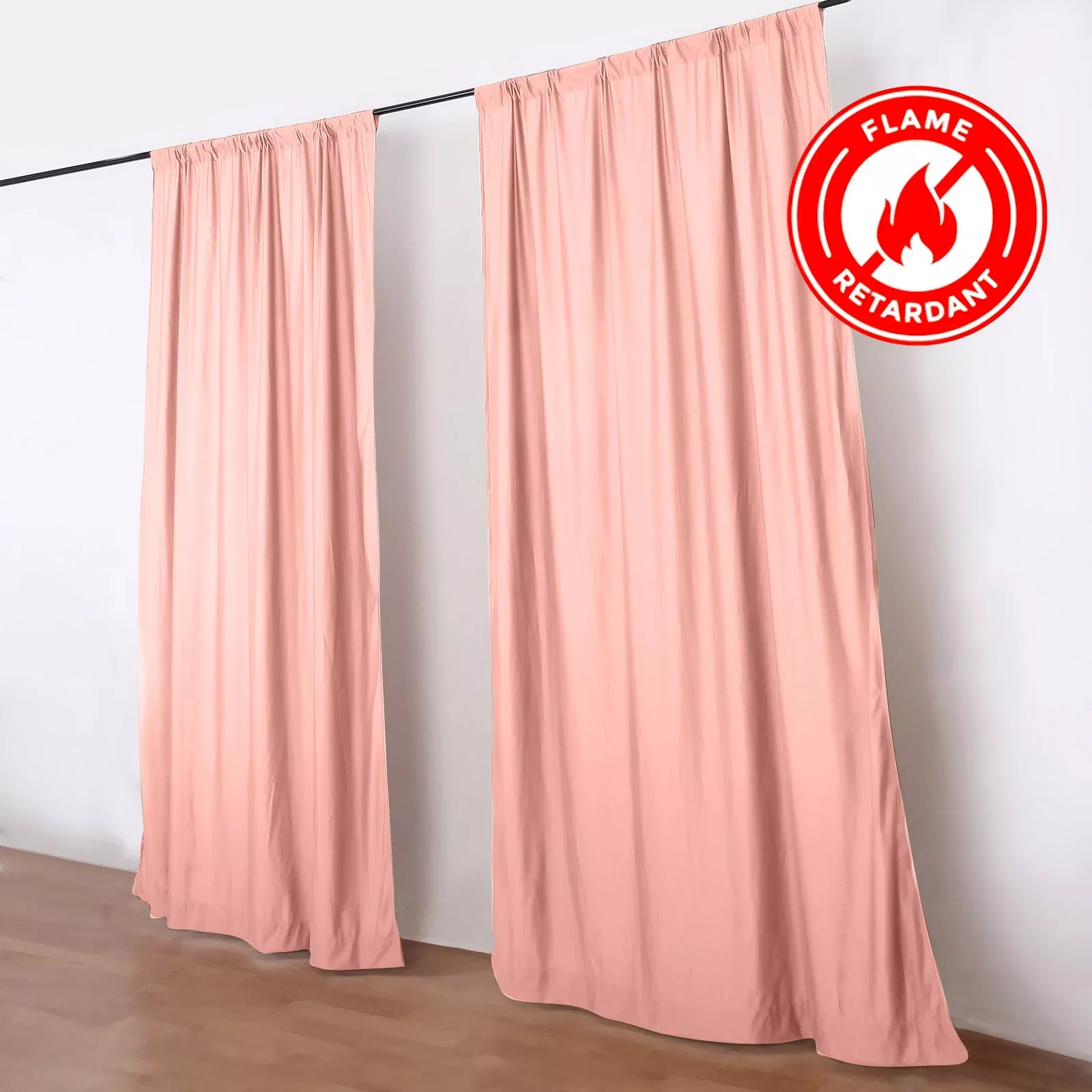 2 Pack 5ftx10ft Dusty Rose Scuba Polyester Backdrop Drape Curtains, Durable Flame Resistant Event Divider Panels Wrinkle Free With Rod Pockets