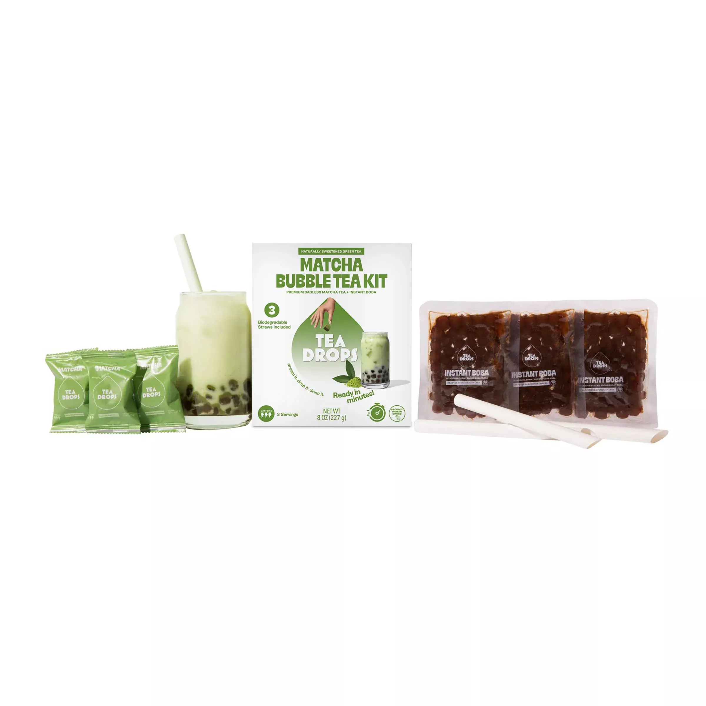 3 Count Matcha Boba Tea Kit -Tea Drops