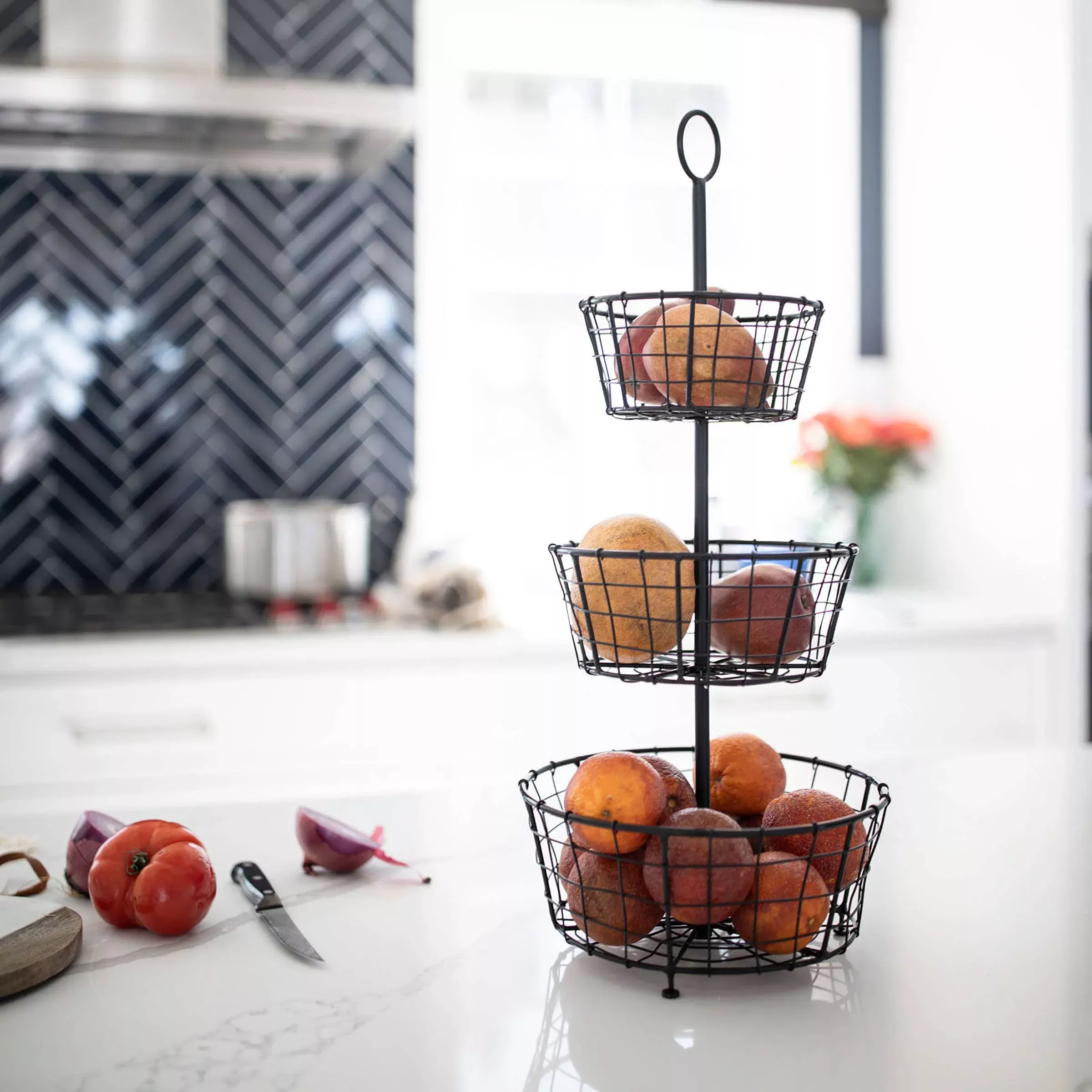 3-Tiered Baskets Black - Foreside Home & Garden