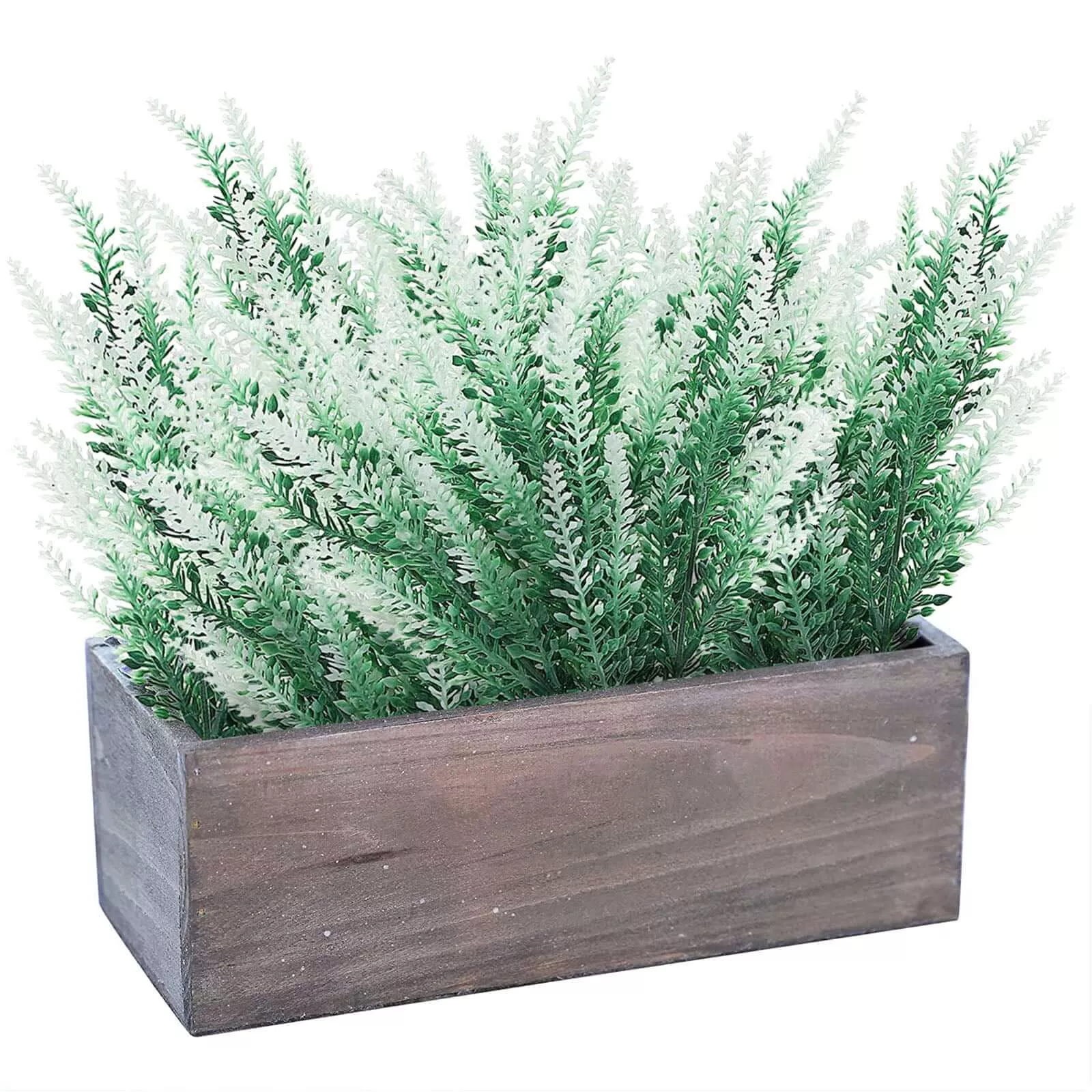 4 Pack 14" Artificial Lavender Bushes - Green & White
