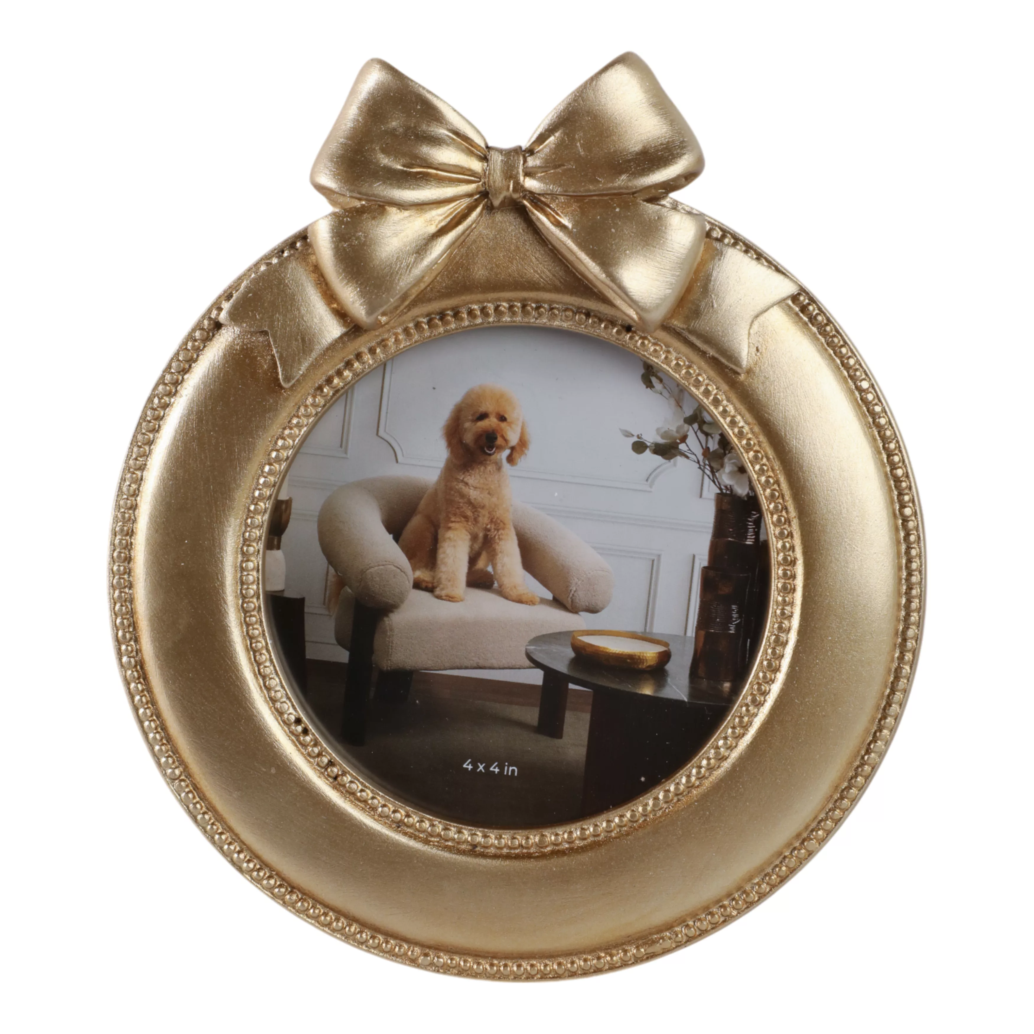 4x4 Bow On Round Photo Frame