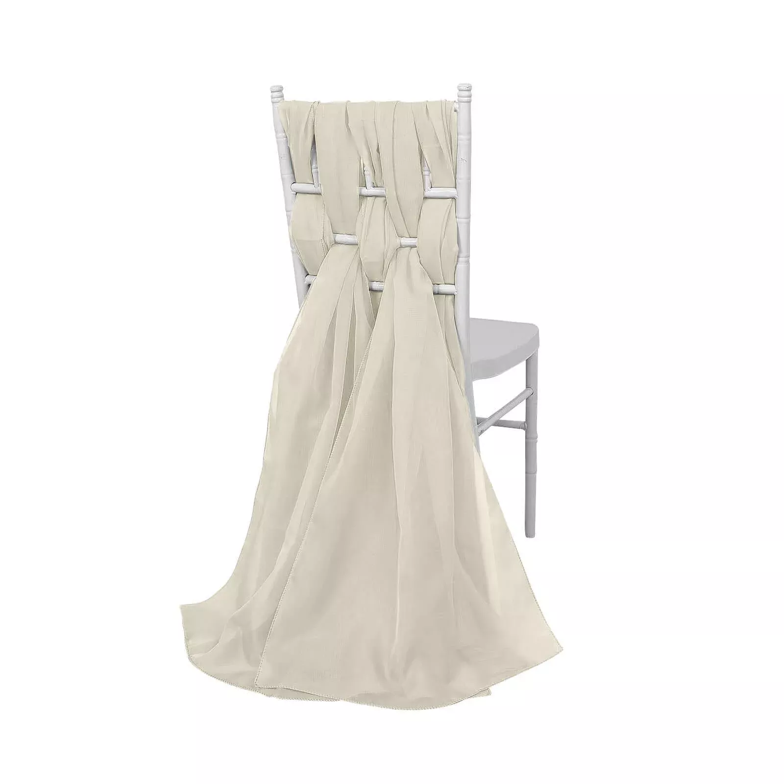 5 Pack Chiffon Chair Sashes Beige - Soft & Lightweight Designer Chair Bows 22"x78"