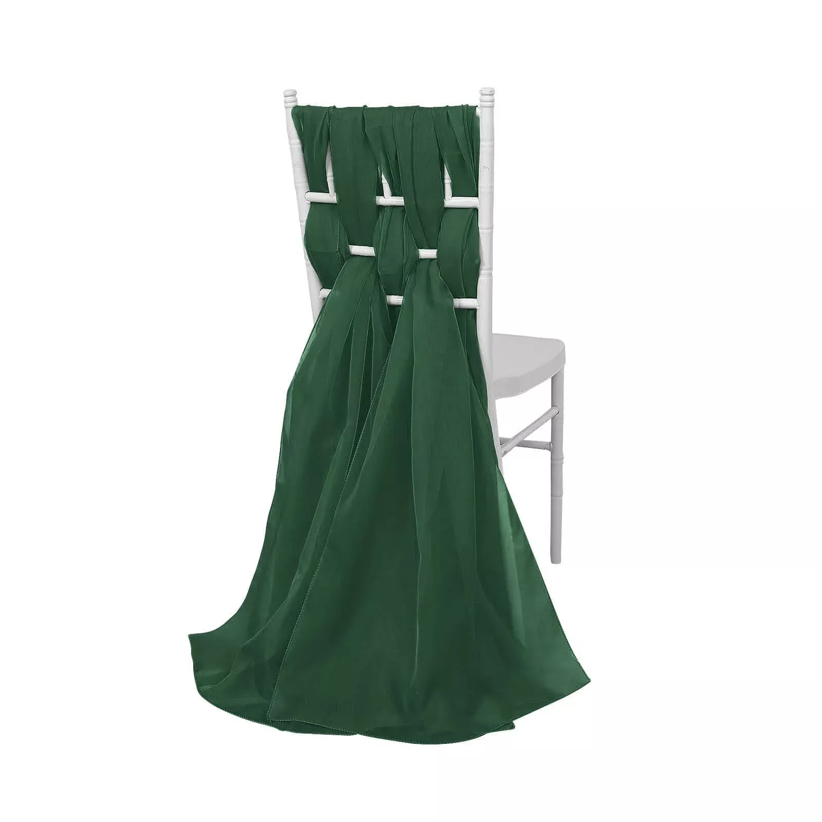 5 Pack Chiffon Chair Sashes Hunter Emerald Green - Soft & Lightweight Designer Chair Bows 22"x78"