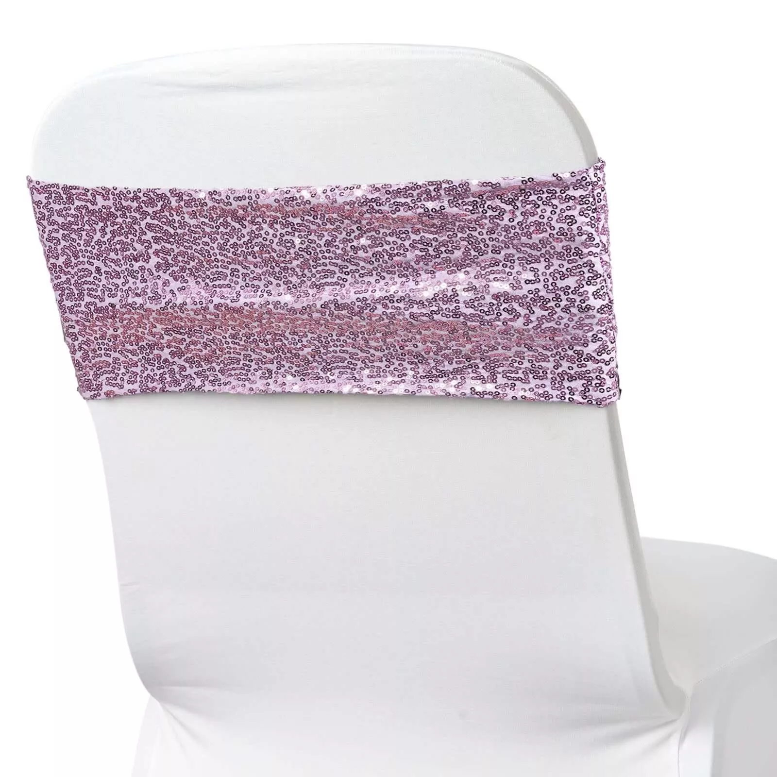 5 Pack Sequin Spandex Chair Sashes Lavender Lilac - Stretch Chair Bands 6"x15"