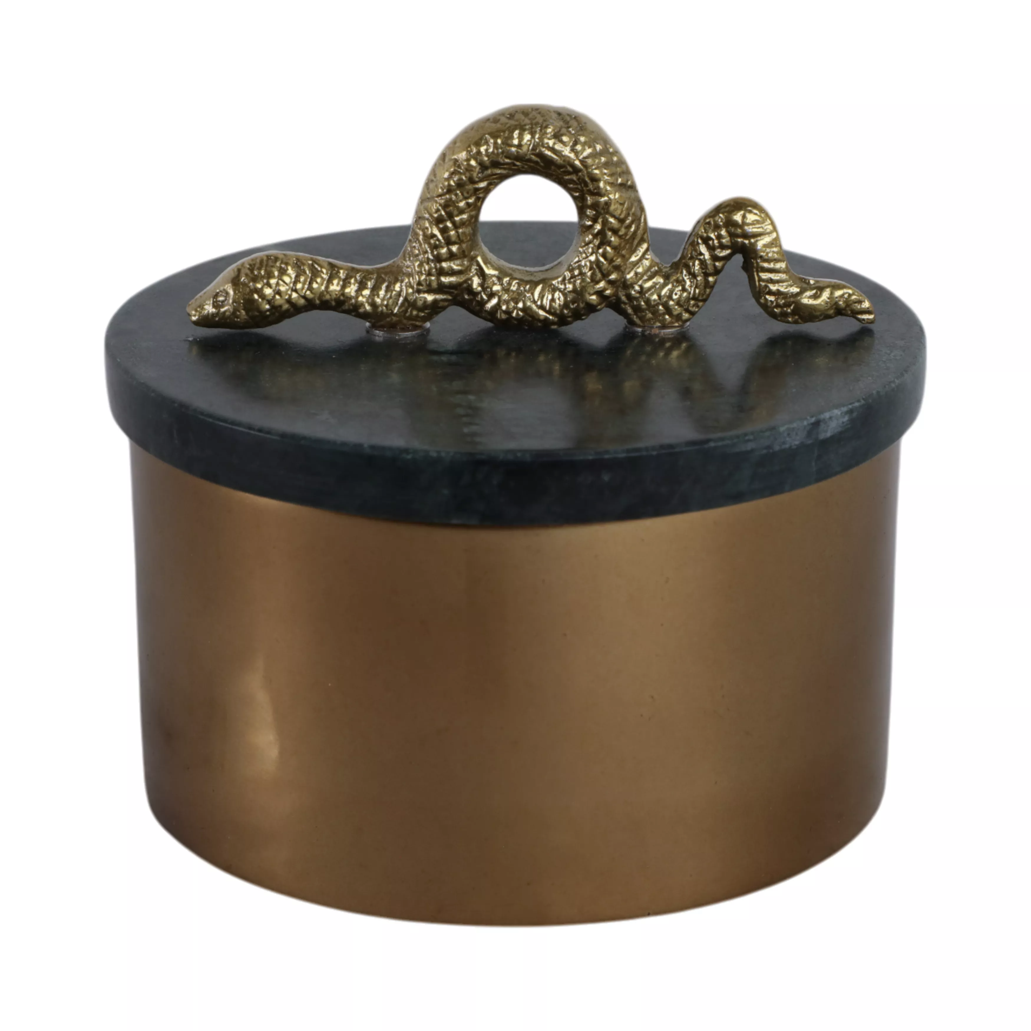 5x5" Round Marble & Metal Box