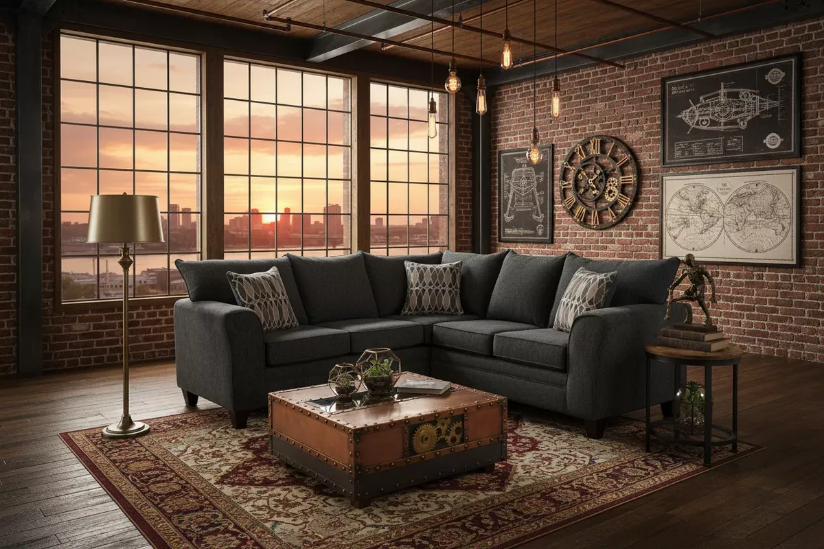 6828 Sectional in Charcoal