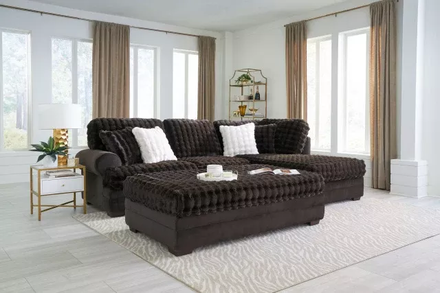 7000 2 PC Sect in Espresso Chocolate Egg Crate Fur