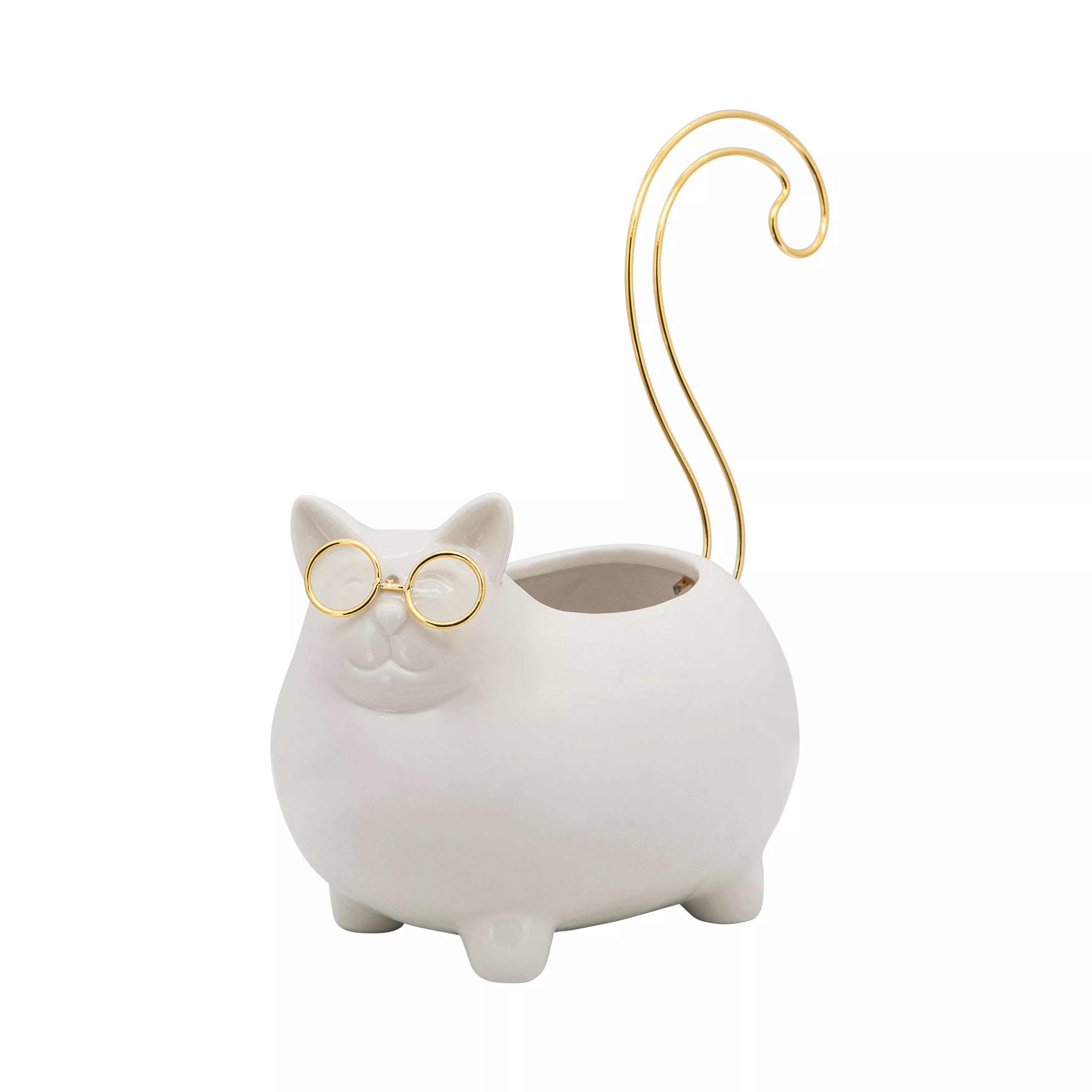 8"hKitty Trinket Tray, White