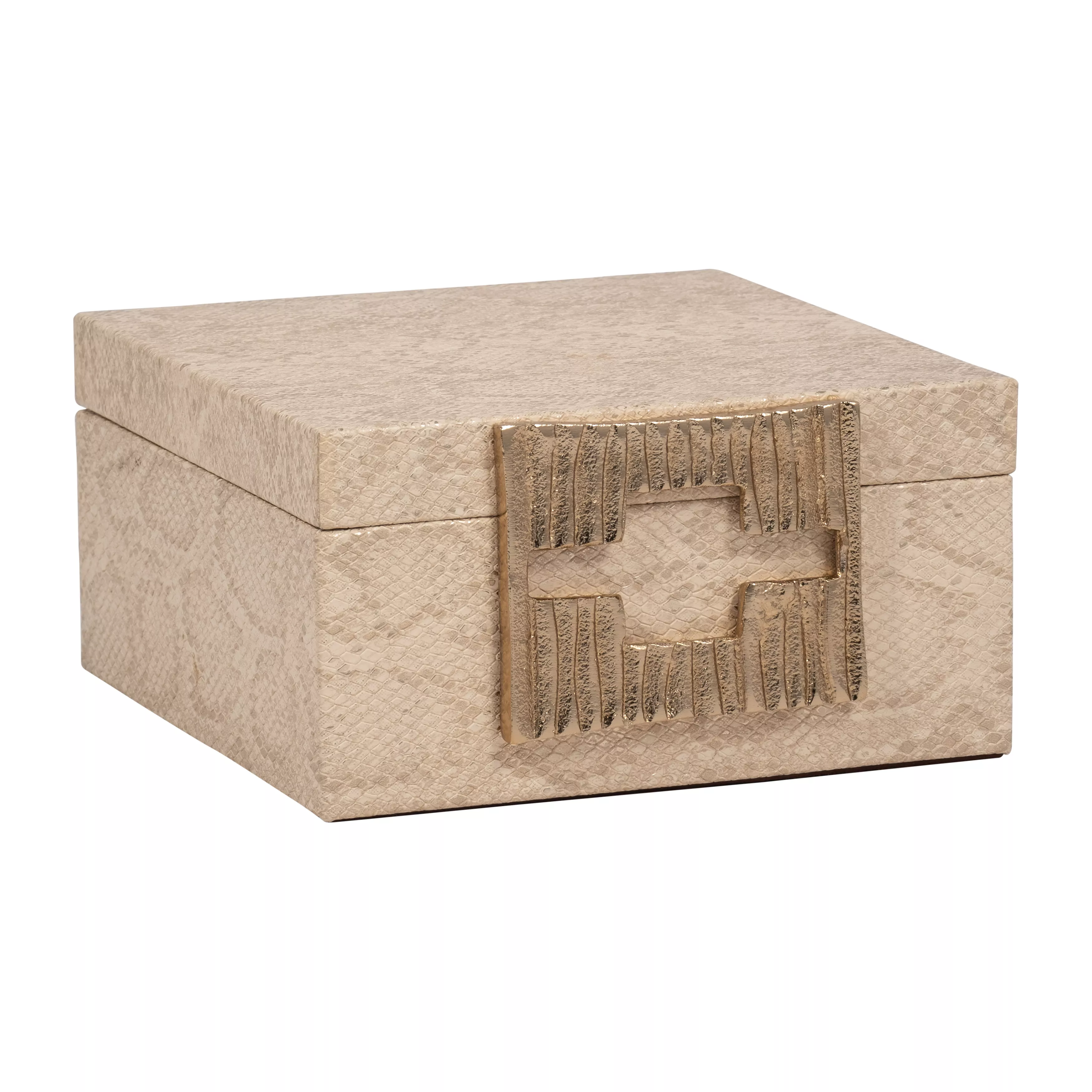 8" Square Metallic Box, Nude