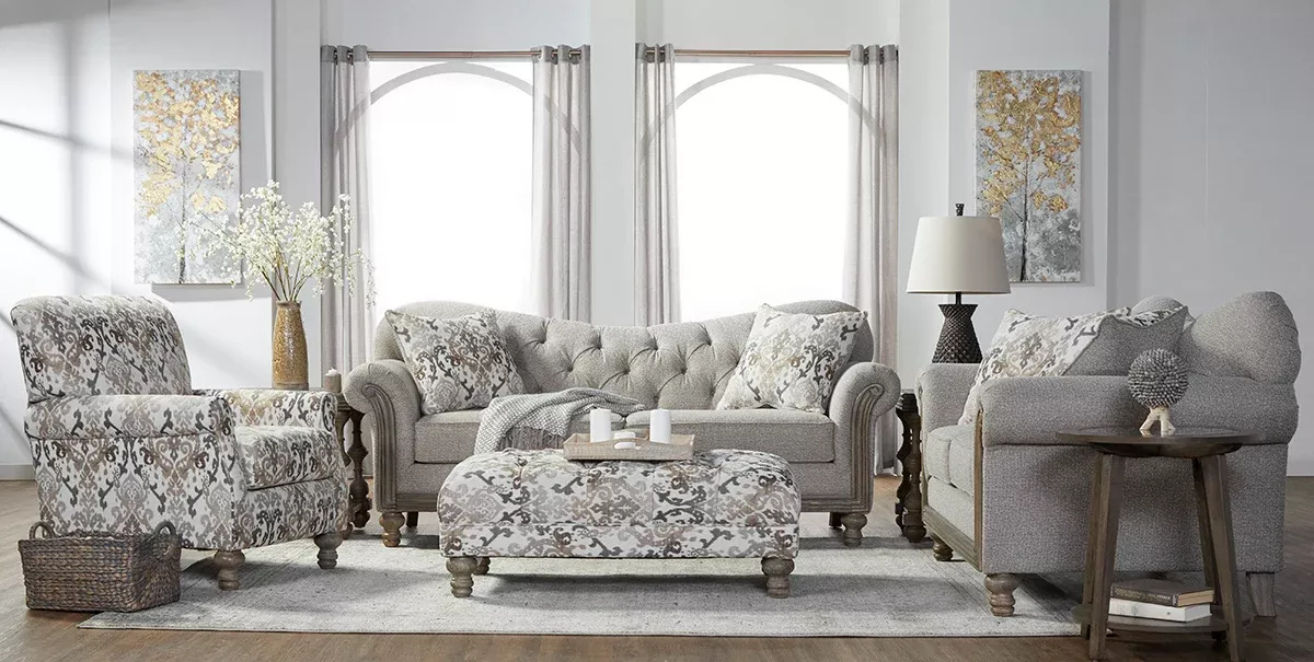 8725 Sandstone Oyster Sofa and Loveseat Set