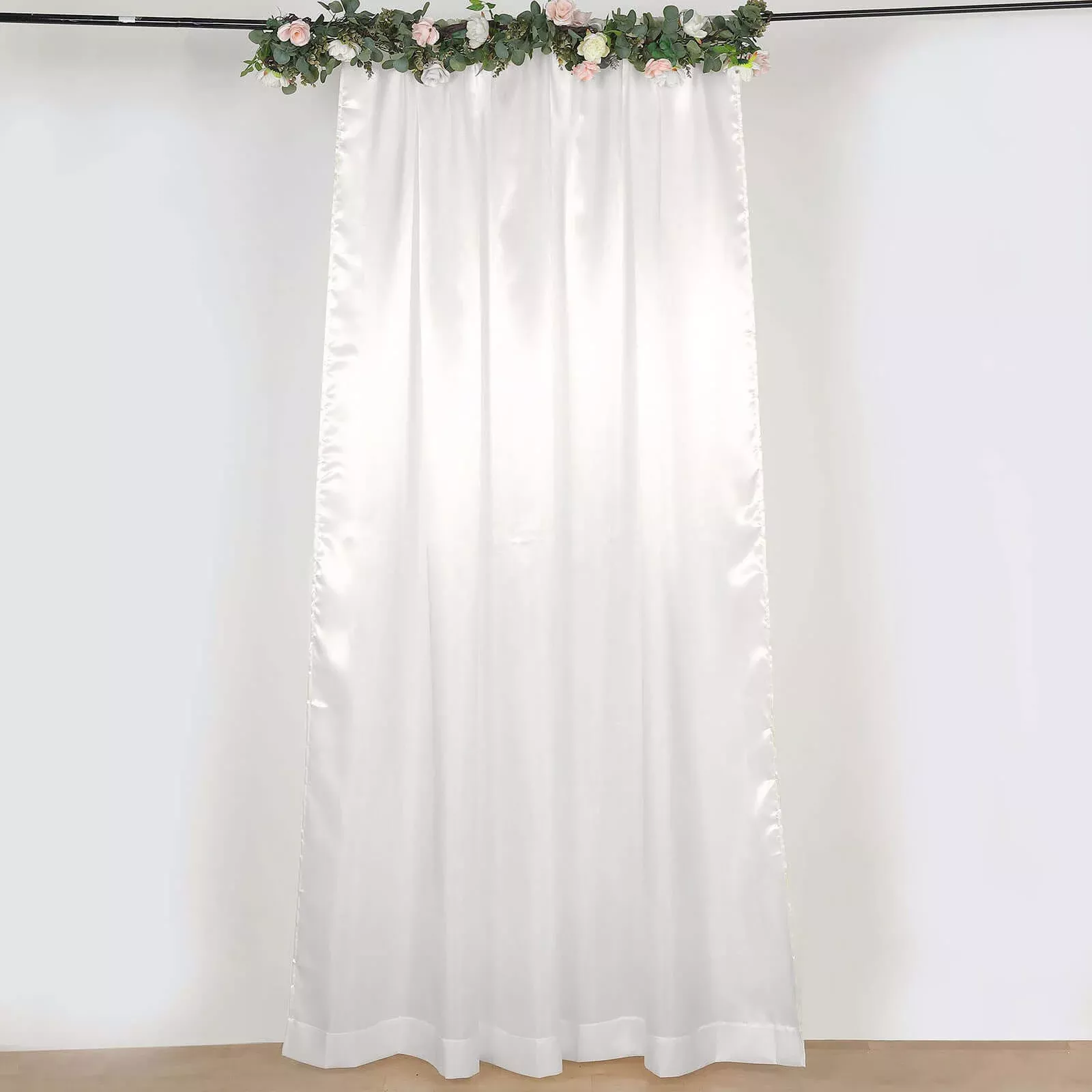 8ftx10ft Ivory Satin Event Curtain Drapes, Backdrop Event Panel
