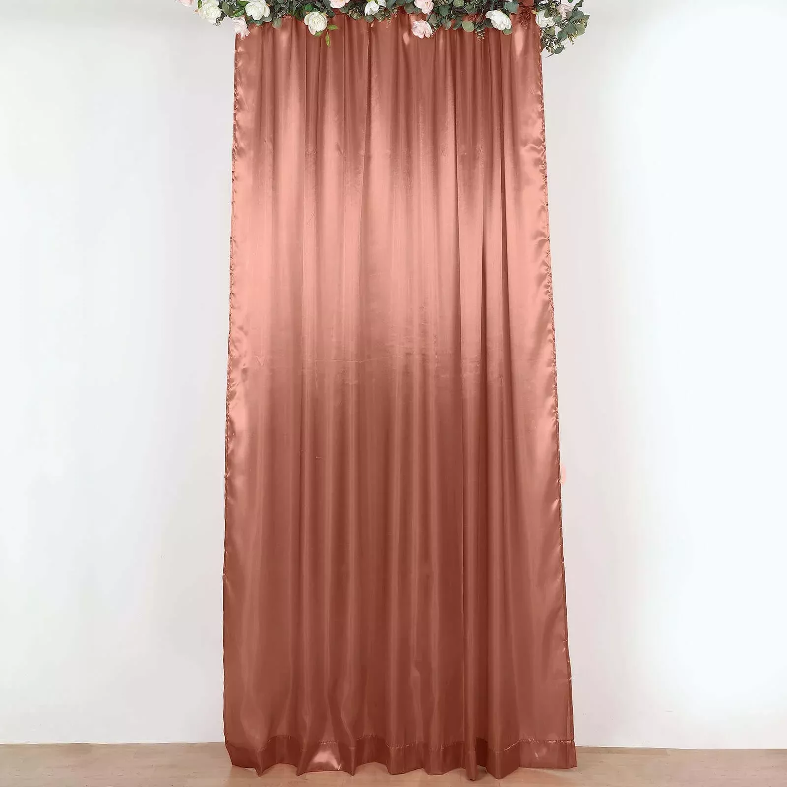8ftx10ft Terracotta (Rust) Satin Event Curtain Drapes, Backdrop Event Panel