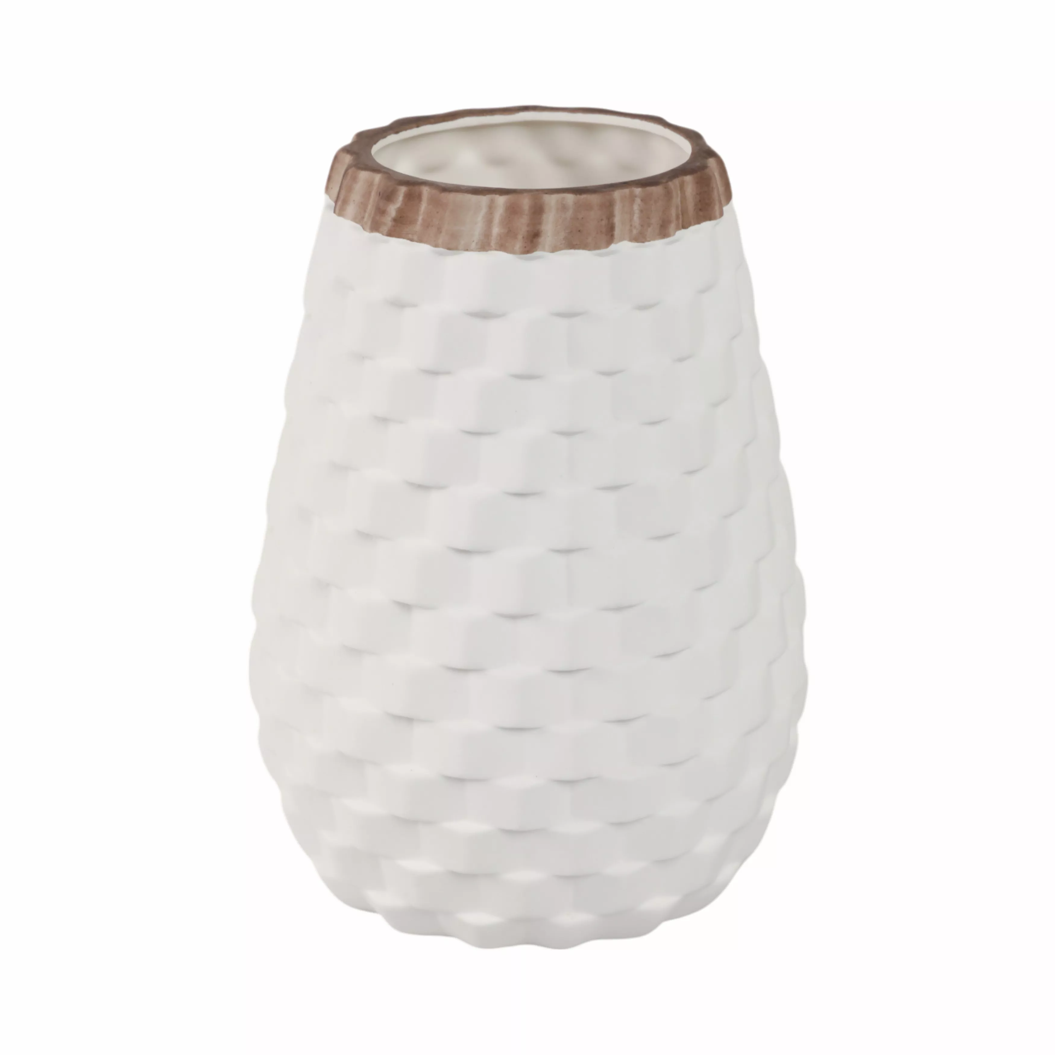 9" Textured Vase, White