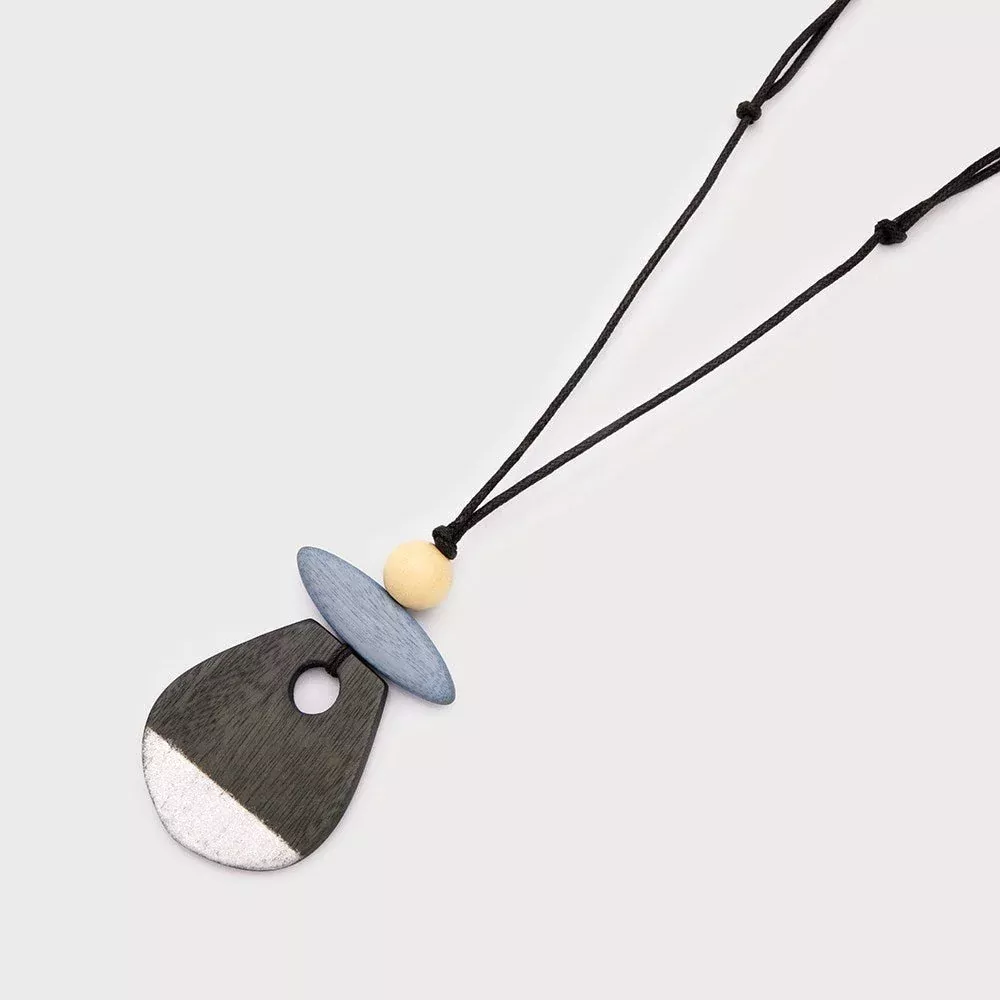 Abstract Wood Pieces Necklace