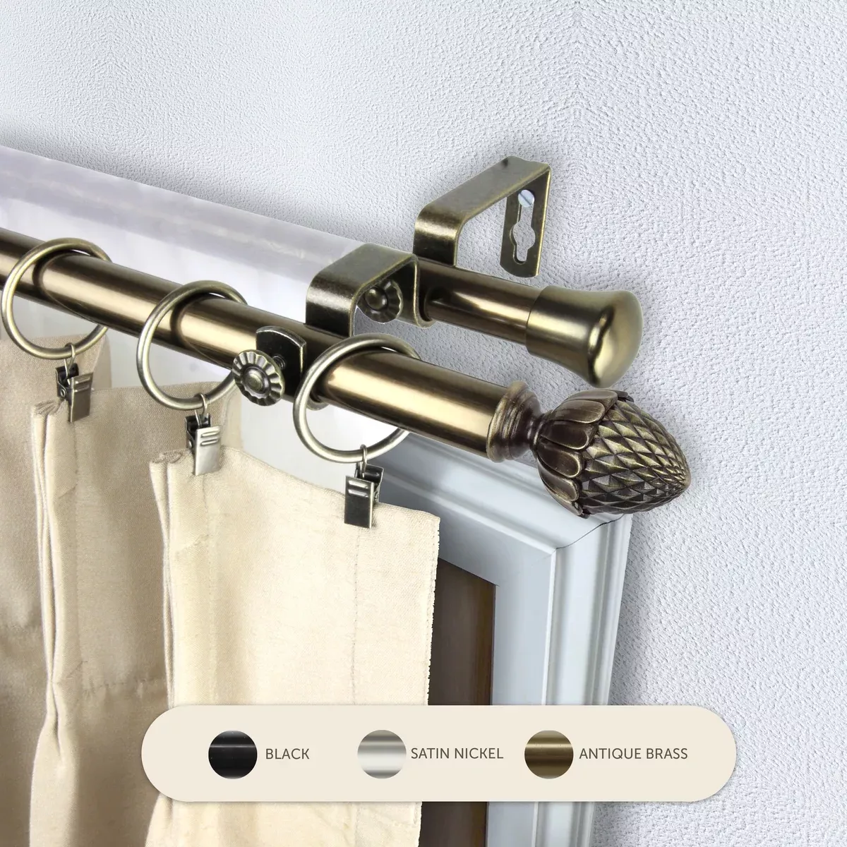 Acorn 13/16" Double Curtain Rod