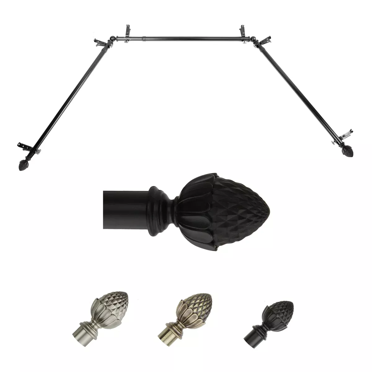 Acorn 13/16" Single Bay Curtain Rod