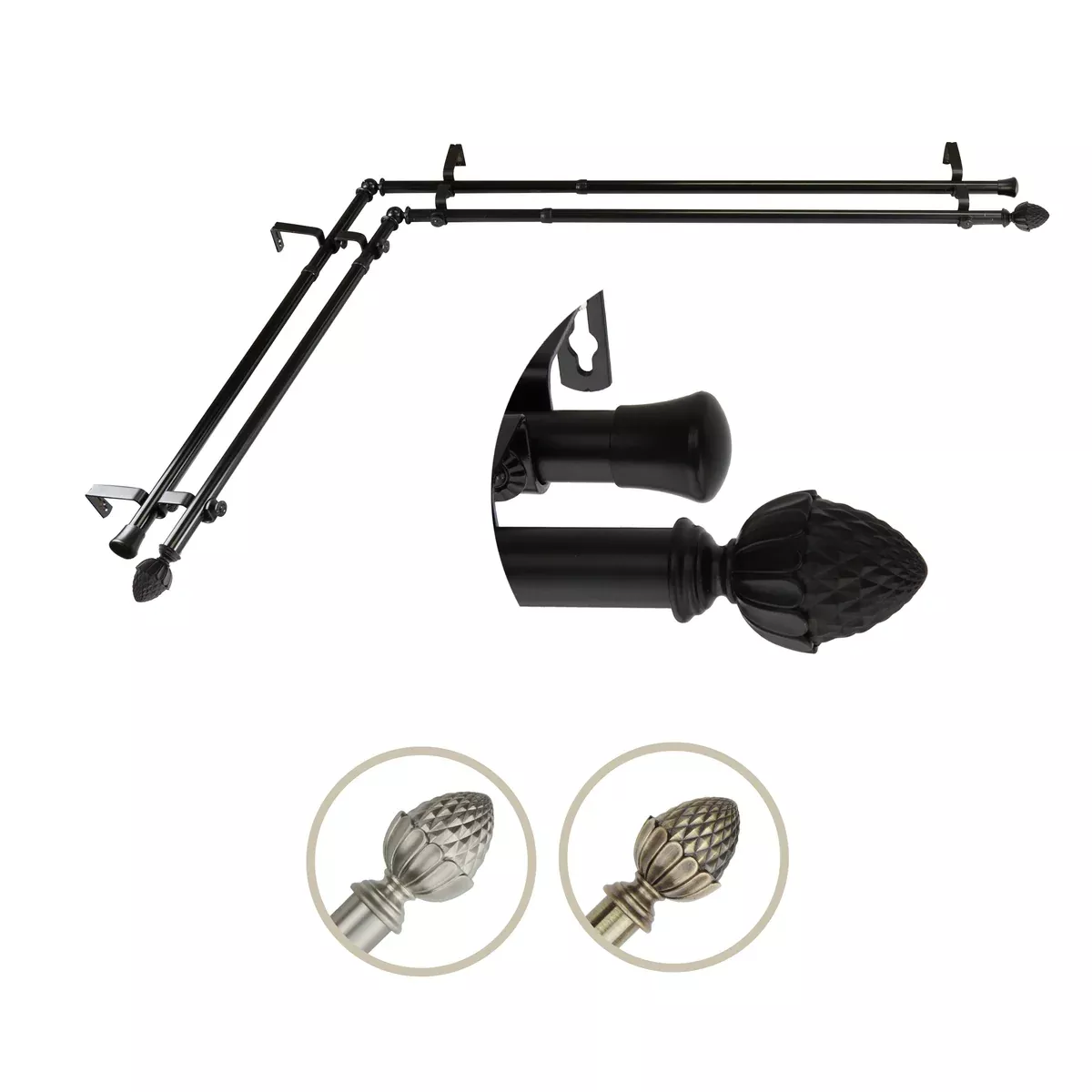 Acorn Double Corner Curtain Rod