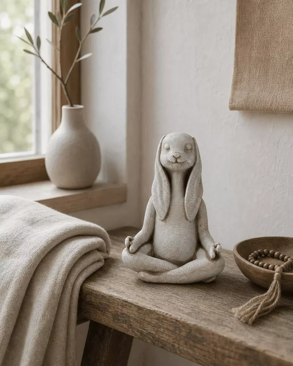 Adorable Small Meditating Bunny Statue