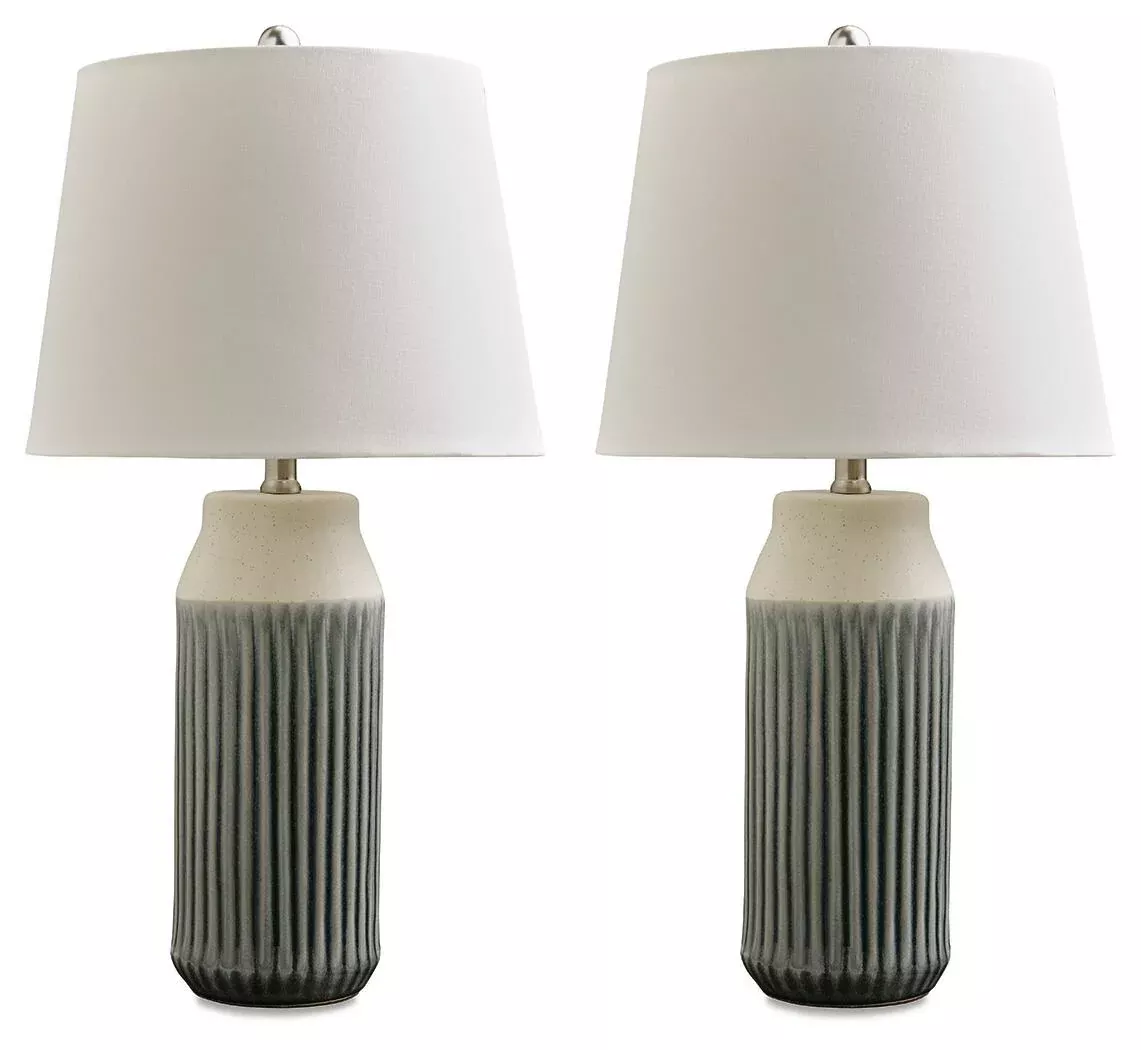 Afener - Ceramic Table Lamp (Set of 2) - Blue / Beige
