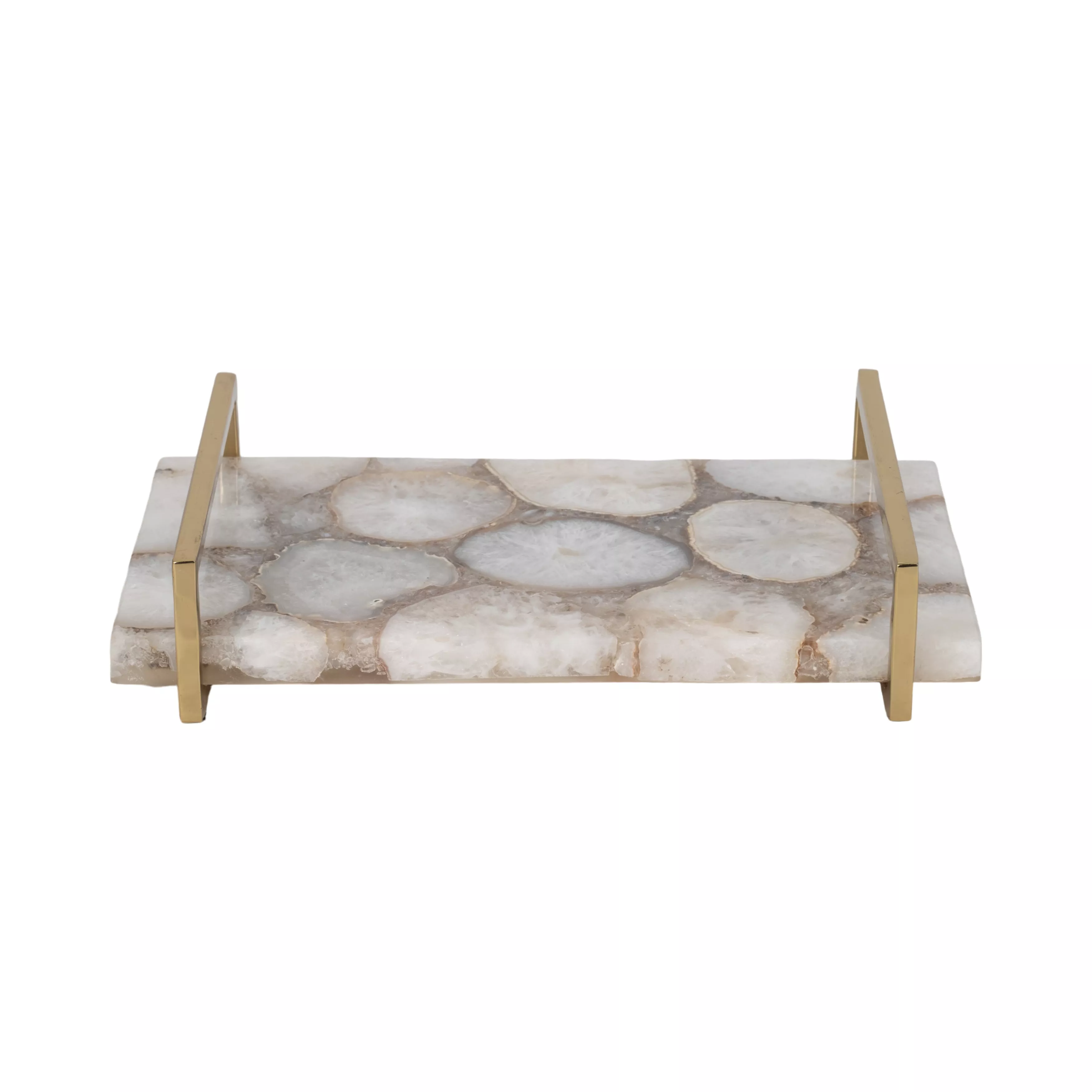 Agate 14" Tray w/ Gold Handles