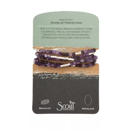 Amethyst - Stone Of Protection - Stone Wrap Bracelet / Necklace