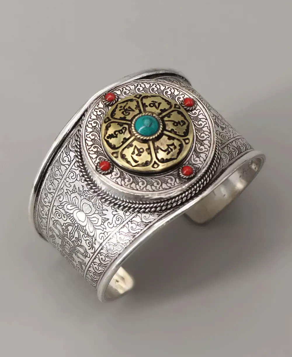 Antique Finish Spinner Om Mani Mantra Bracelet