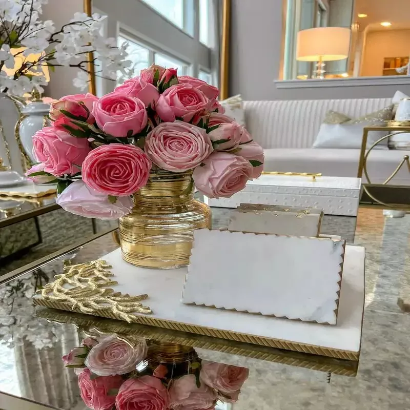 Appealing Golden Rimmed Marble Tray