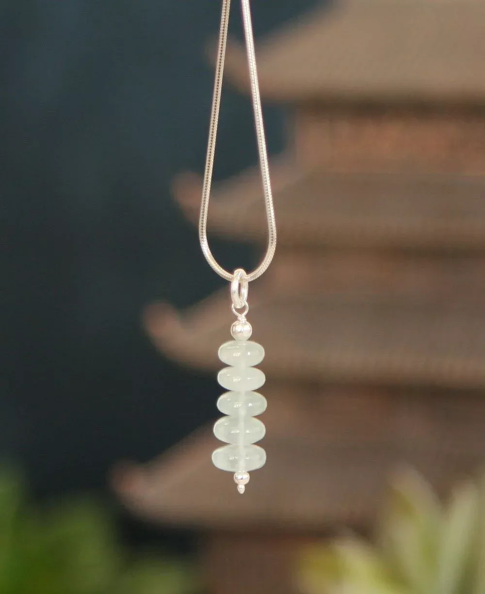 Aquamarine Stone Zen Cairn Pendant