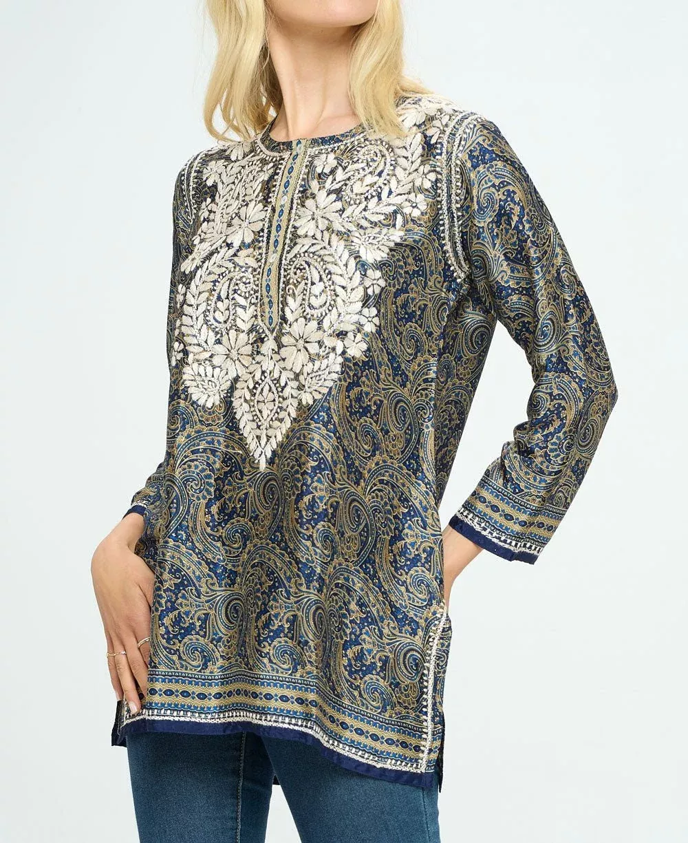 Artisan Made Embroidered Midnight Desert Tunic