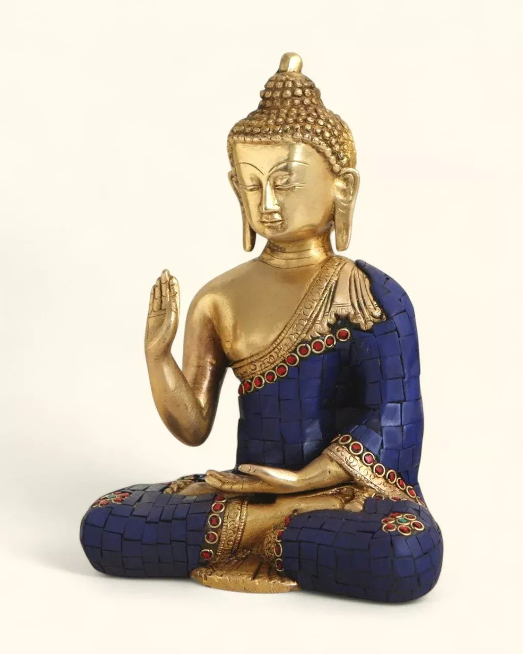 Artistic Mosaic Buddha Statue, Brass