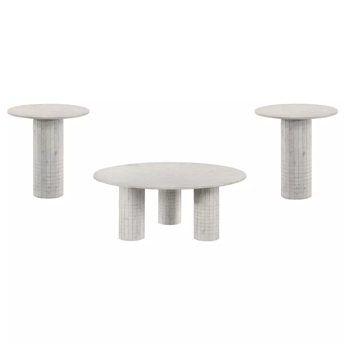 Astoria 3-piece Marble Coffee and End Table Set White