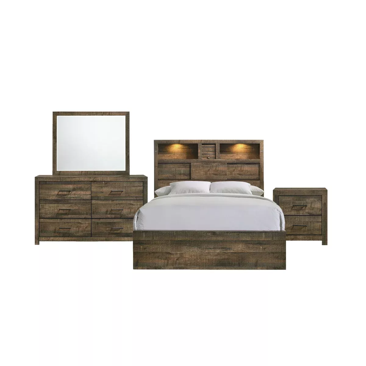 Bailey - Bookcase Panel Bedroom Set With Bluetooth