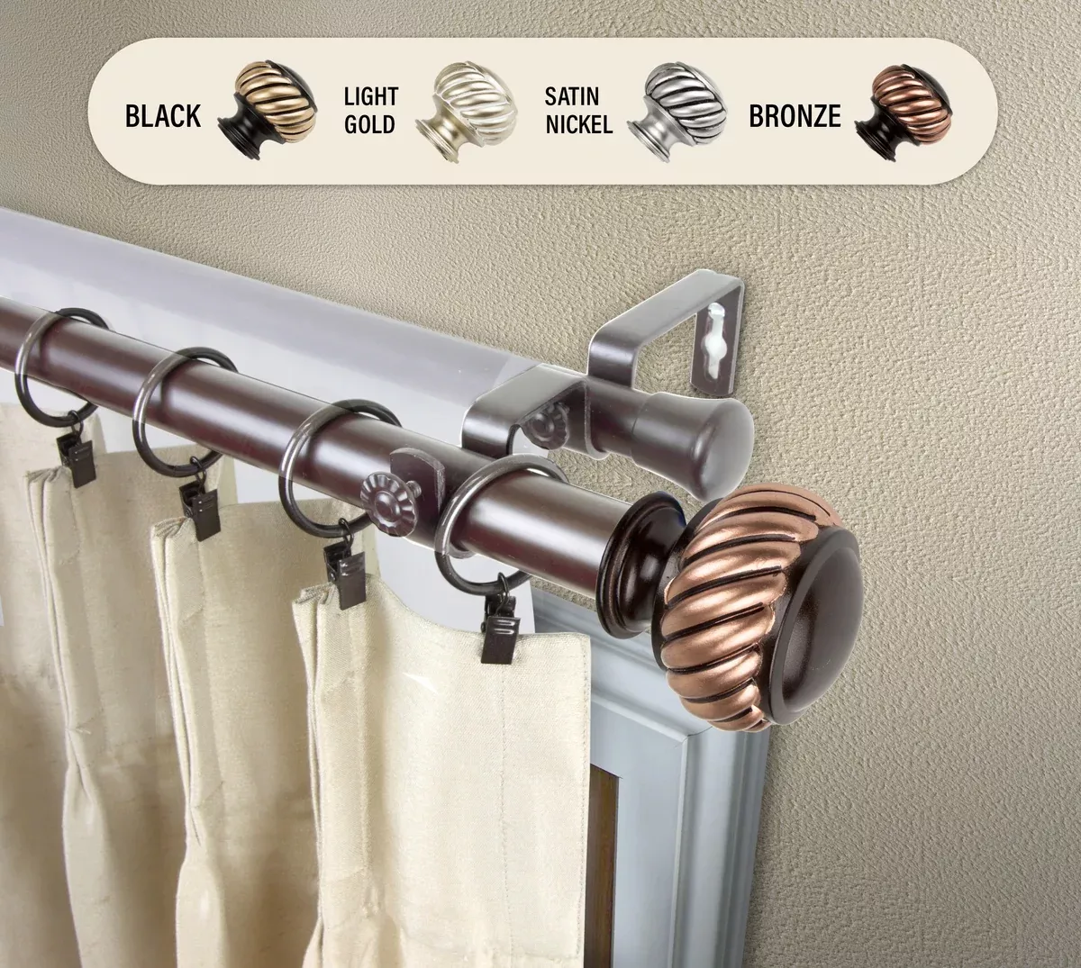 Baldir 1" Double Curtain Rod