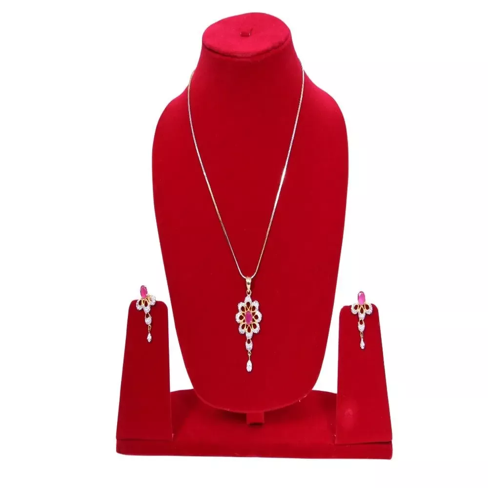 Beautiful Uncut American Diamond Pendant Set