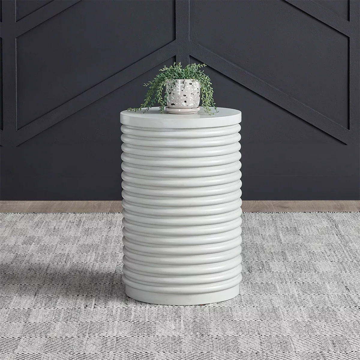 Berkley Square - Round Chairside Table - Linen & Khaki