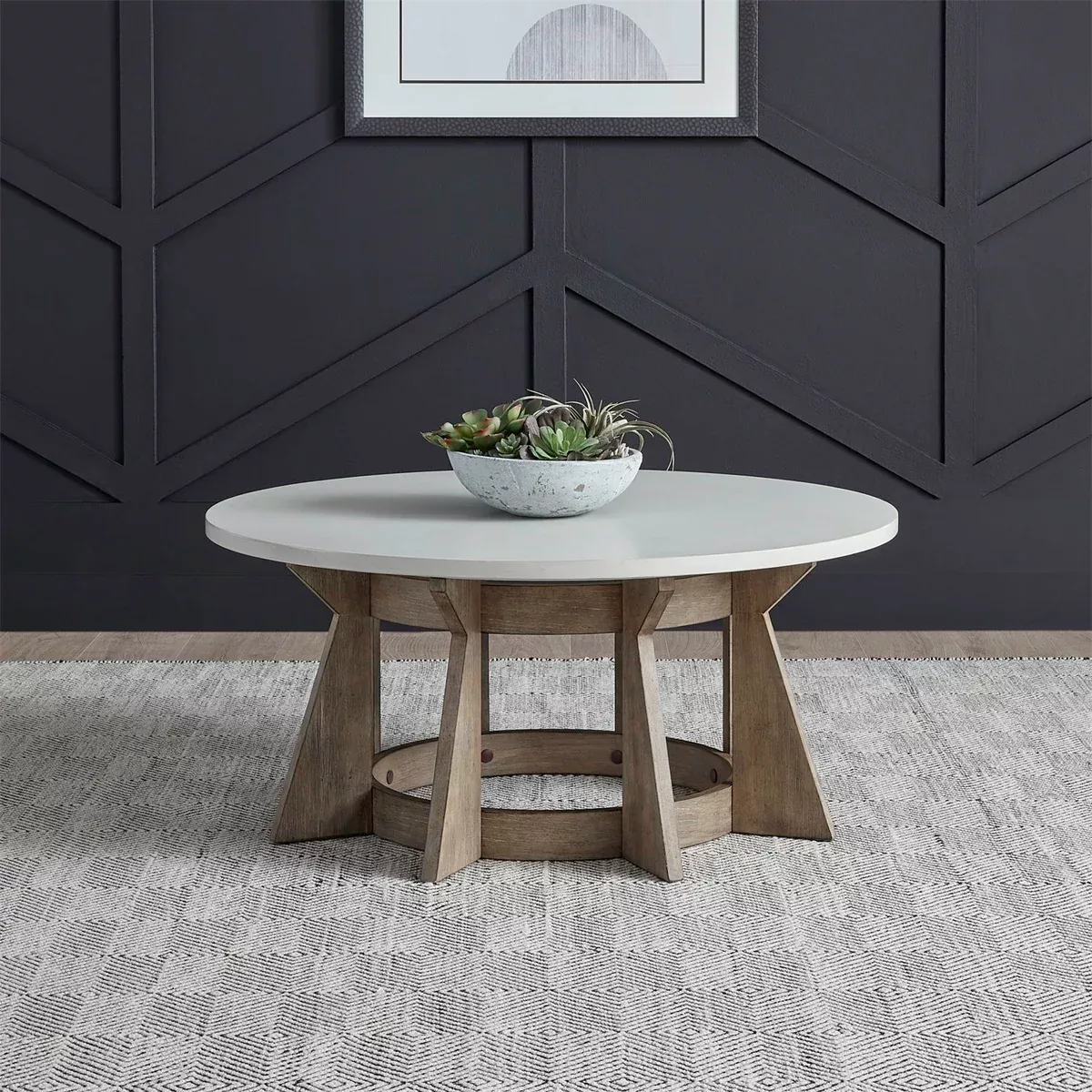 Berkley Square - Round Cocktail Table - Linen & Khaki