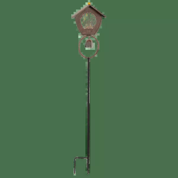 Birdhouse Garden Stake With Bell